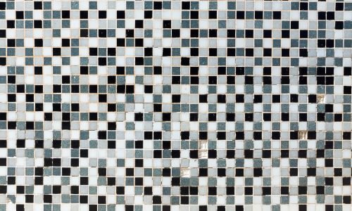 White, black and grey mosaic tiles